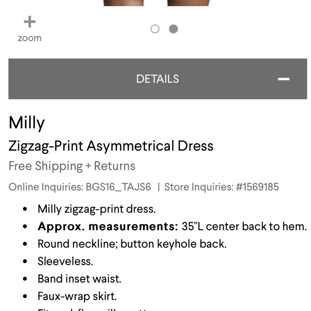 MILLY Sleeveless High Low Dress with side zipper. Size 12. - Picture 13 of 13